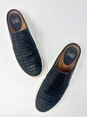 Sofft Sommers III Leather Slip On Sneakers Black Size 9.5